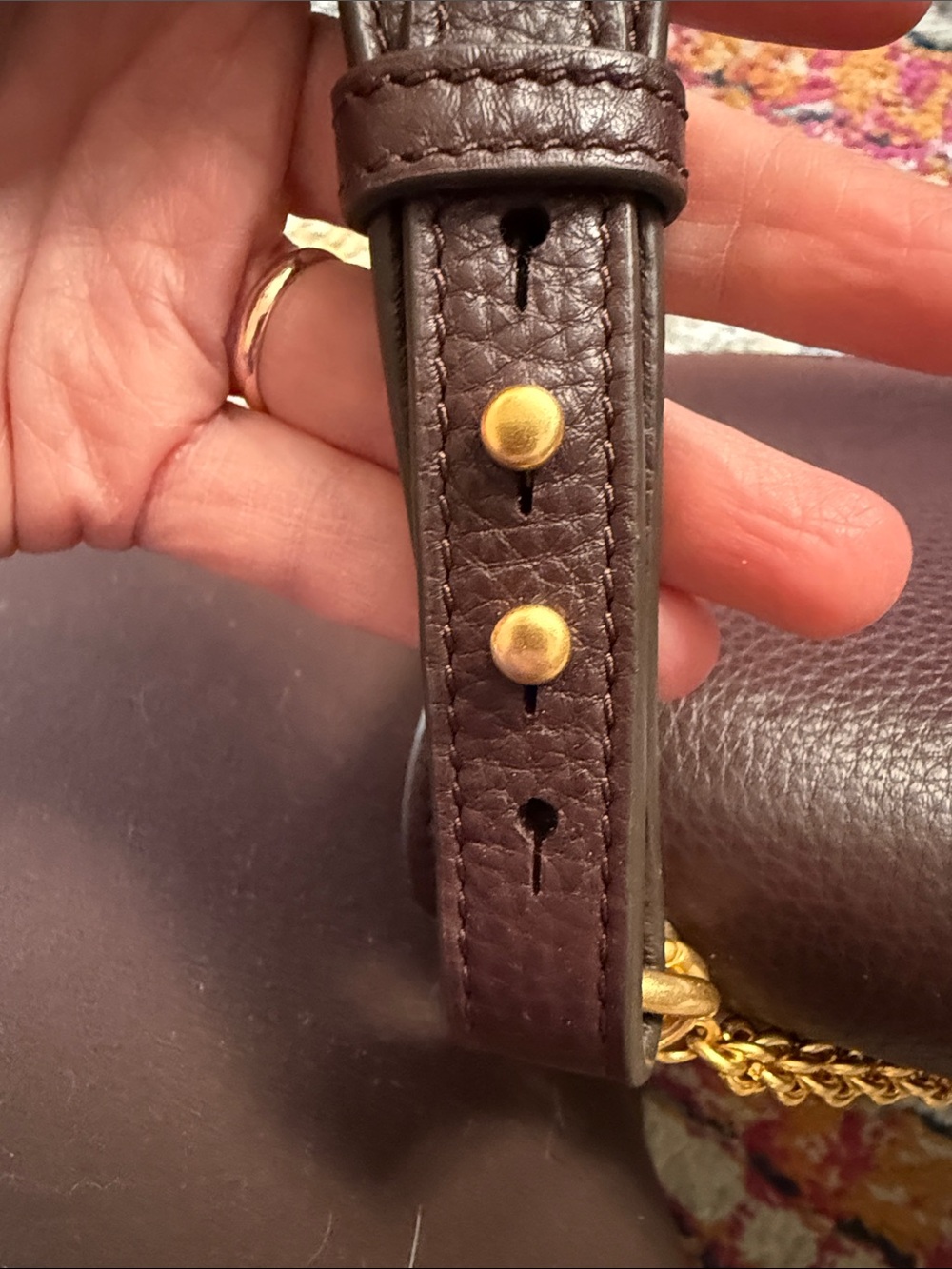 Tory Burch Dark Brown Leather Logo Shoulder Miller Bag with Gold Chain Like New - Picture 5 of 10